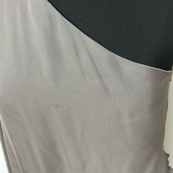 Alice + Olivia Taupe One-Shoulder Draped Mini Dress – Silk Blend Large Gray - Picture 3 of 8